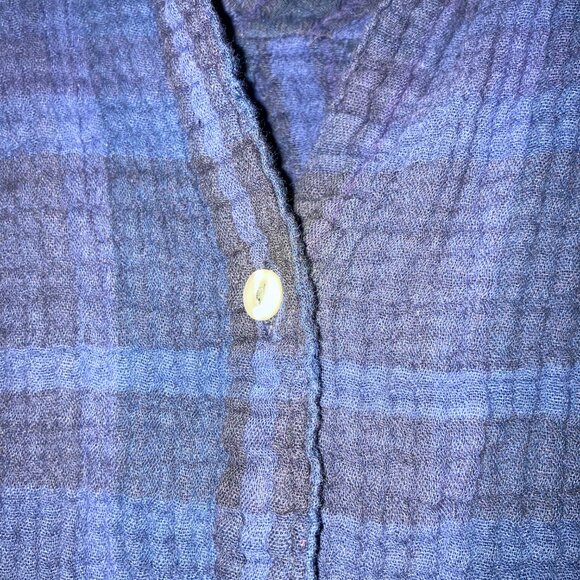 Button down plaid shirt- guaze cotton, lightweight. - Picture 7 of 8